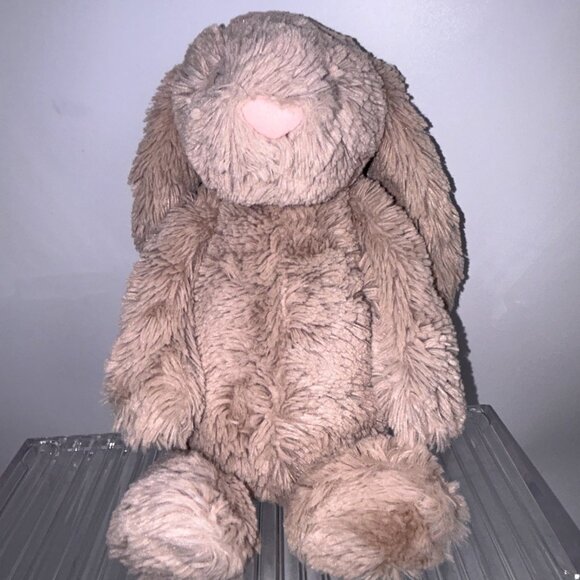 Jellycat Bashful Bunny Gray Fur Plush White Tail Fresh and Clean 11" Tall - Picture 1 of 13